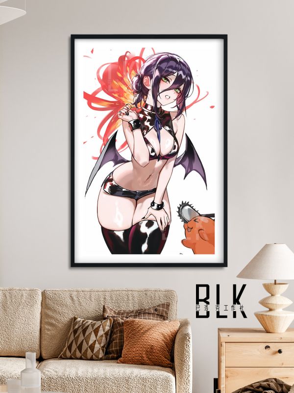 巴洛克 《小惡魔蕾塞》電鋸人Reze炸彈惡魔裝飾畫/冰箱貼 