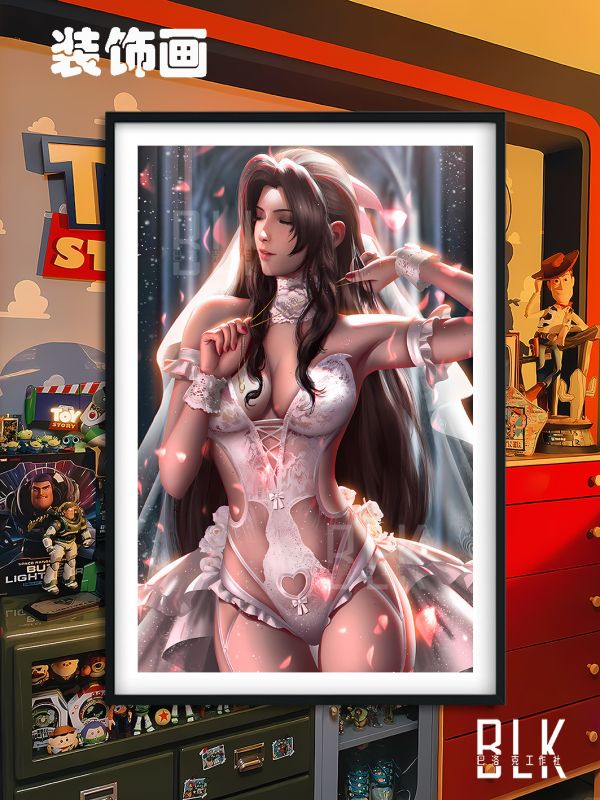 巴洛克 婚紗愛麗絲婚紗蒂法最終幻想FF7裝飾畫/冰箱貼 