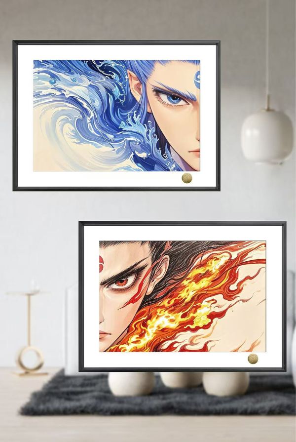 皇呱 《哪吒 敖丙》哪吒之魔童鬧海敖丙靈珠魔丸三太子裝飾畫 