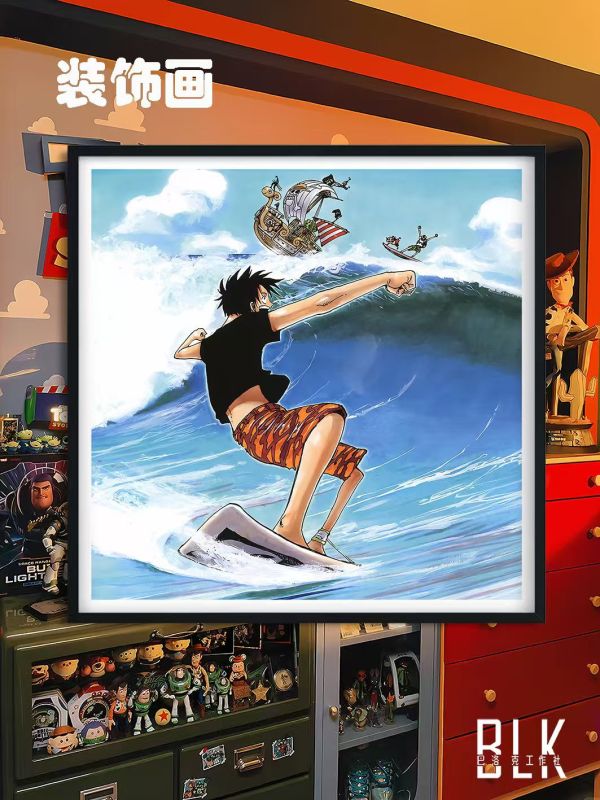 巴洛克 衝浪路飛海賊王索隆喬巴娜美藝術裝飾畫/亞克力冰箱貼 