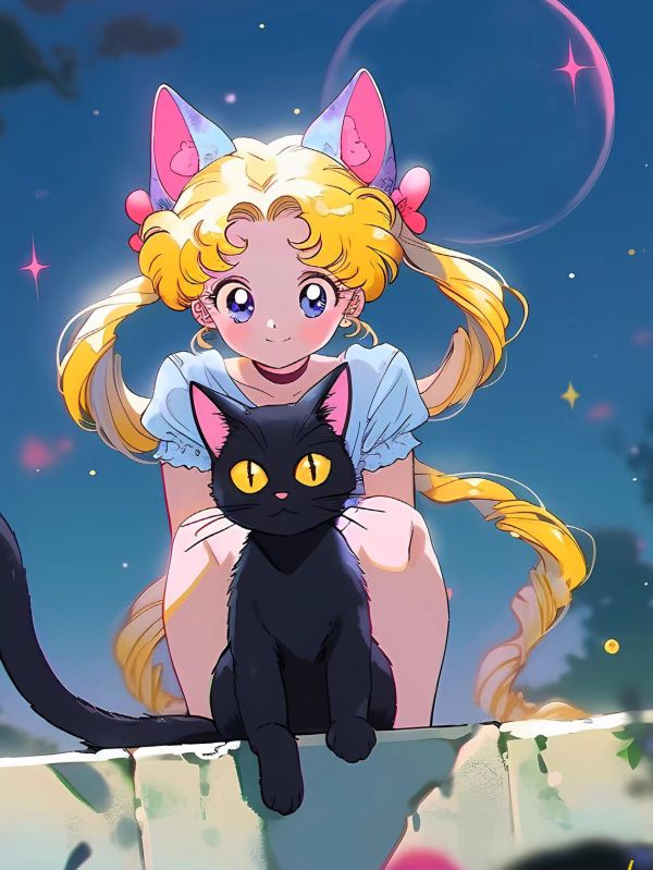 星空工作室 貓耳月野兔 水冰月美少女戰士水手月亮裝飾畫 