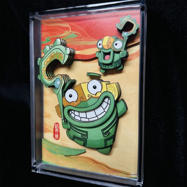 凹凸PANDA 哪吒敖丙結界獸立體紙雕水晶磚NFC創意收藏卡磚 