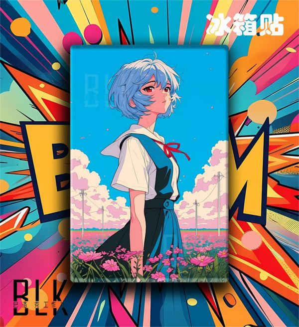 巴洛克 花叢綾波麗EVA新世紀福音戰士裝飾畫/冰箱貼 