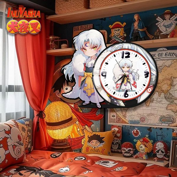 阿喵畫社 萌系殺生丸橫款靜音異形時鐘 