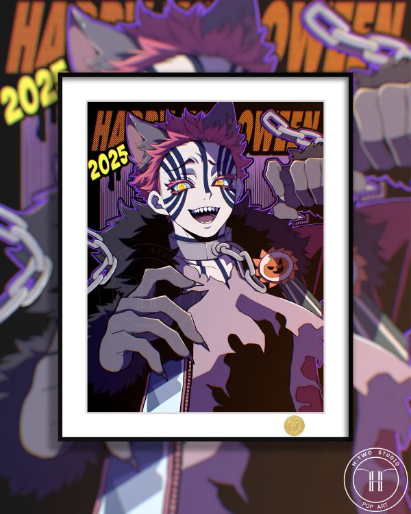 H2工作室《萬聖節猗窩座》鬼滅之刃上弦之叄裝飾畫 