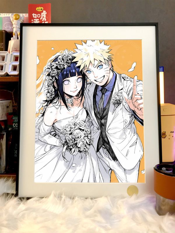 星空《鳴雛婚禮》火影忍者漩渦鳴人雛田仙人九尾裝飾畫 