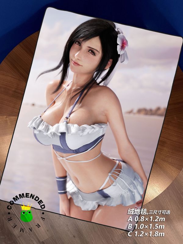 皇呱《清純泳裝蒂法》最終幻想夏日海邊裝飾畫 