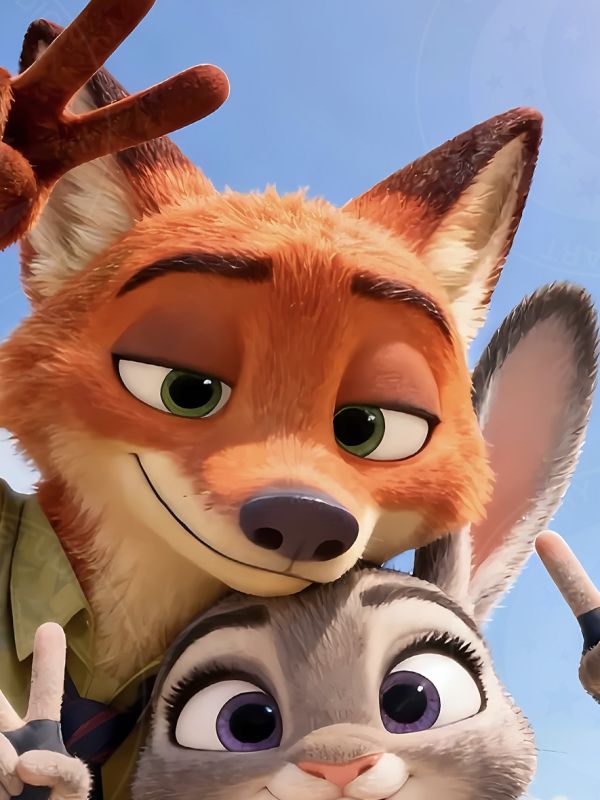 星空《動物城自拍A/B版》瘋狂動物城2Zootopia朱迪尼克裝飾畫 