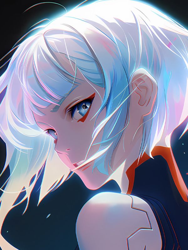星空《露西回眸》lucy賽博朋克邊緣行者裝飾畫 