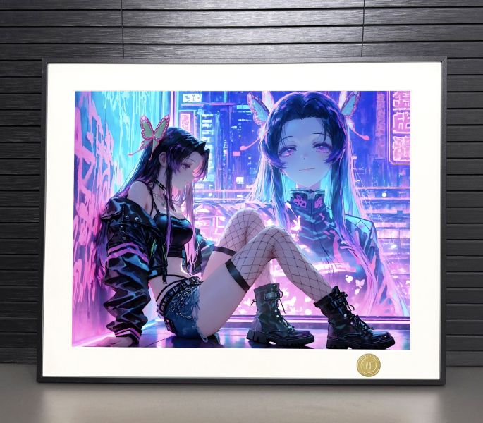 H2工作室《賽博香奈惠》鬼滅之刃花柱鬼殺隊蝴蝶忍裝飾畫 