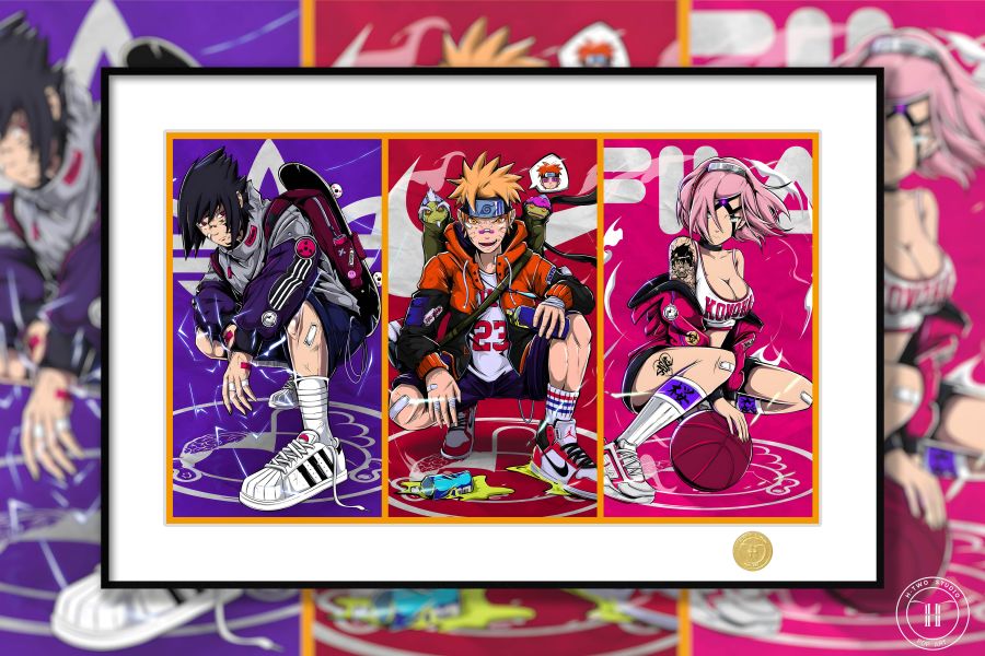 H2工作室《嘻哈三人組》火影忍者動漫裝飾畫 