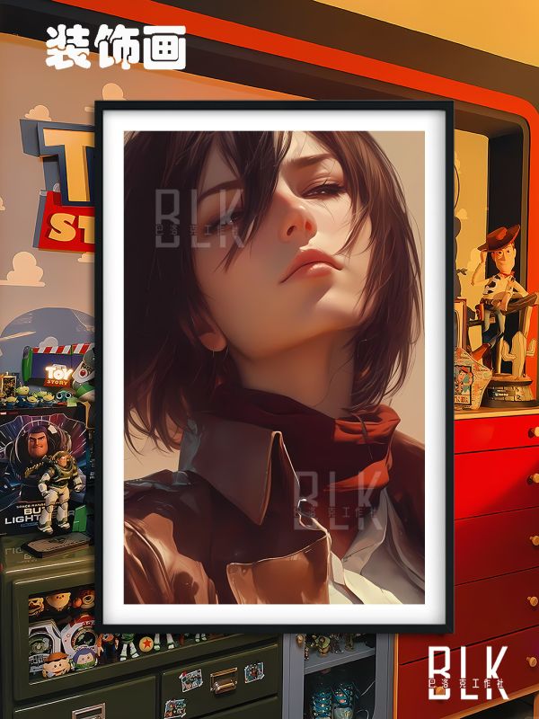 巴洛克《三笠》進擊的巨人Mikasa裝飾畫冰箱貼 