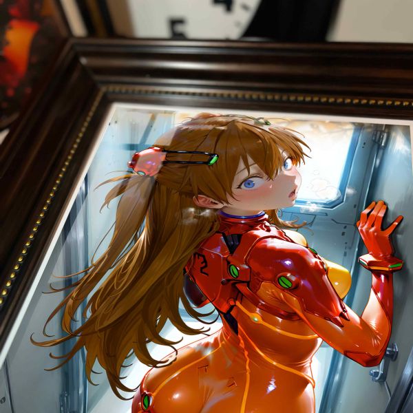 阿喵畫社 回眸明日香復古框紀念牆壁桌面擺臺 