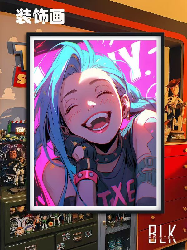 巴洛克 狂喜金克斯LOL暴走蘿莉爆爆雙城之戰裝飾畫/亞克力冰箱貼 