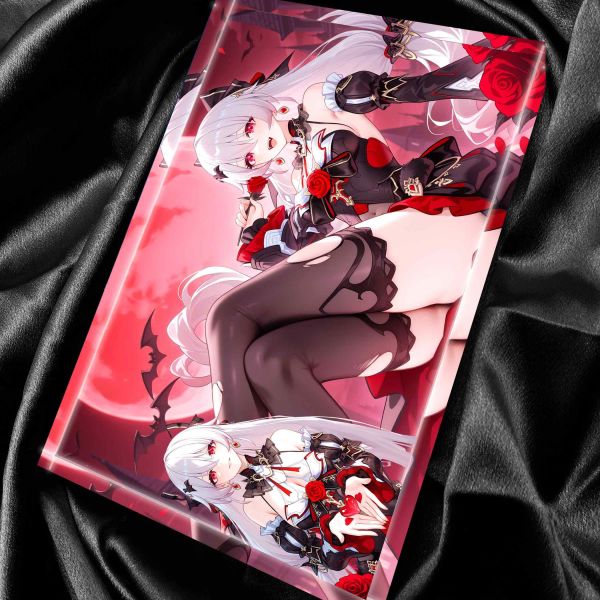 阿喵畫社 血月玫瑰德麗莎透明卡磚 