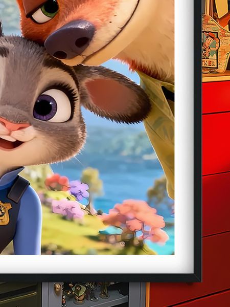 巴洛克《尼克與兔子警官》瘋狂動物城裝飾畫冰箱貼 