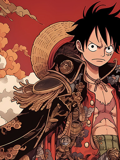 巴洛克《國風魯夫》海賊王尼卡五檔裝飾畫冰箱貼 