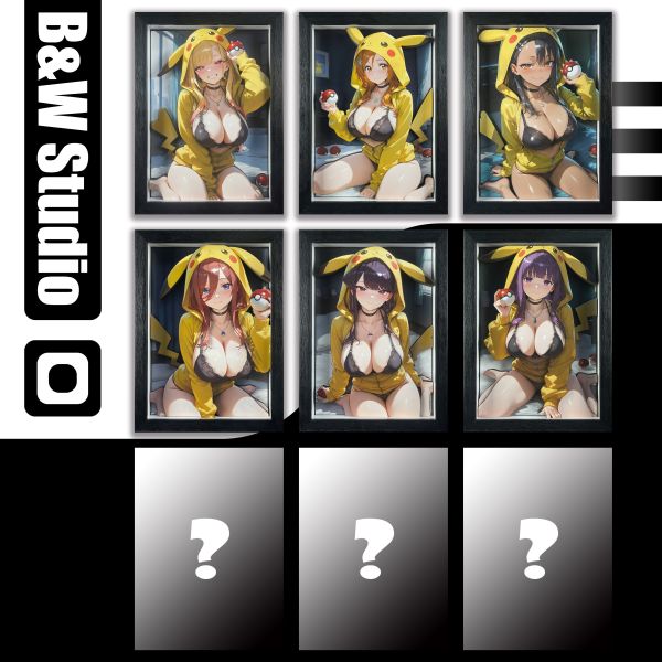 黑白畫映B&W Studio Pikachu Girls系列 第六彈 費倫 立體裝飾畫 