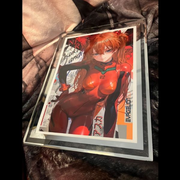 阿喵畫社 明日香大號銀邊鏡面玻璃桌面擺臺 