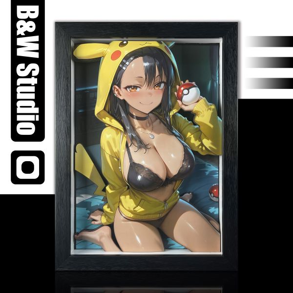 黑白畫映B&W Studio Pikachu Girls系列第三彈 長瀞早瀨 立體裝飾畫 