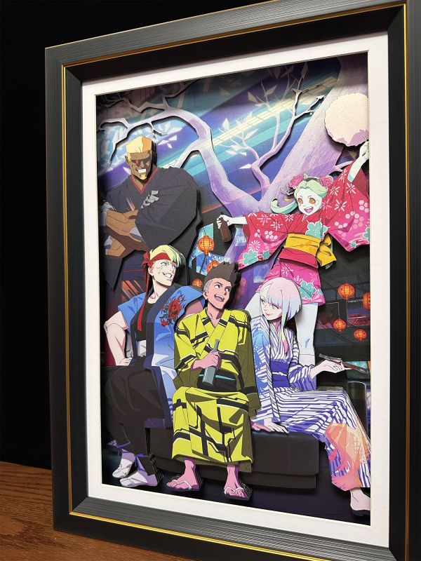 凹凸PANDA 賽博朋克邊緣行者Cyberpunk櫻花節3D手工紙藝立體畫 