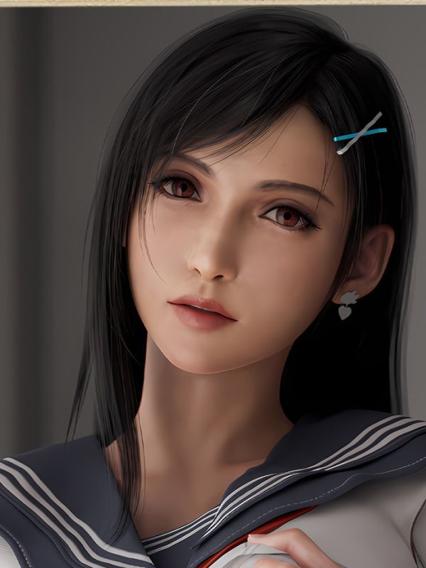 星空《校服蒂法》最終幻想TIFA動漫裝飾畫 