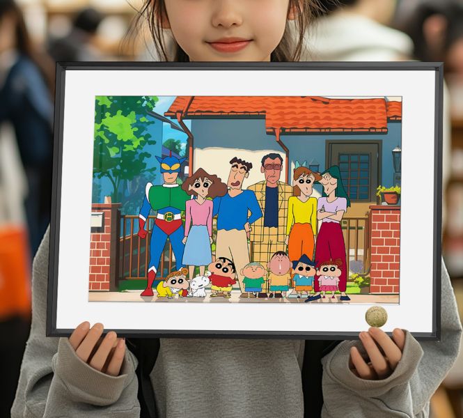 皇呱《蠟筆小新全家福》雙葉幼稚園動感超人大合照裝飾畫 