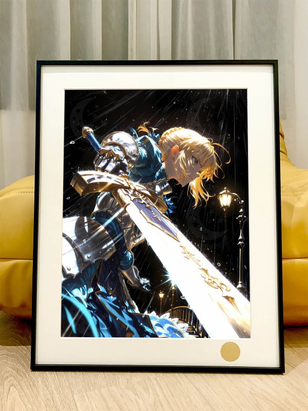 星空《月下吾王》阿爾託莉雅Fate亞瑟王Saber裝飾畫 