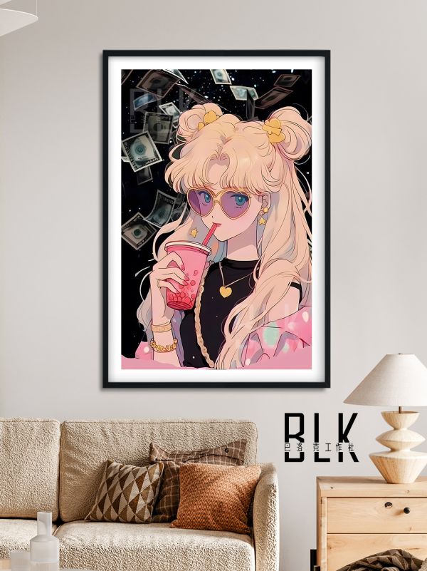 巴洛克 發財美少女戰士水兵月裝飾畫/冰箱貼 