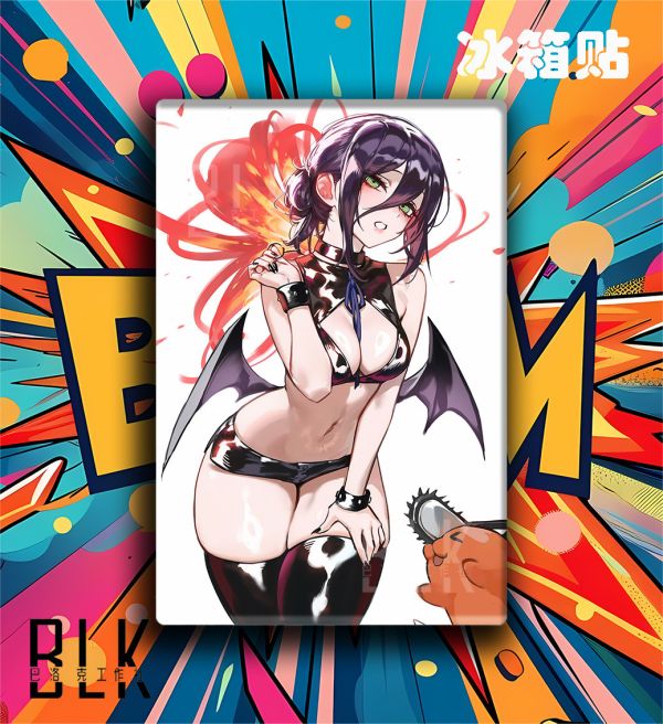 巴洛克 《小惡魔蕾塞》電鋸人Reze炸彈惡魔裝飾畫/冰箱貼 