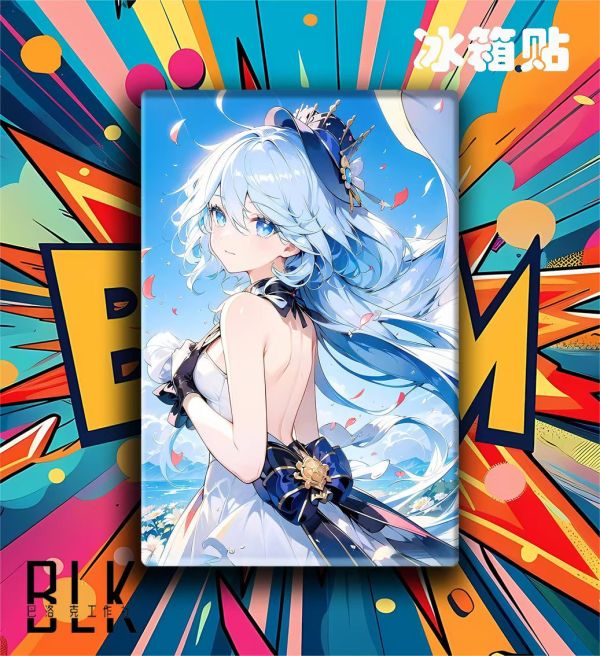 巴洛克 芙寧娜原神芙卡洛斯水神裝飾畫/冰箱貼 