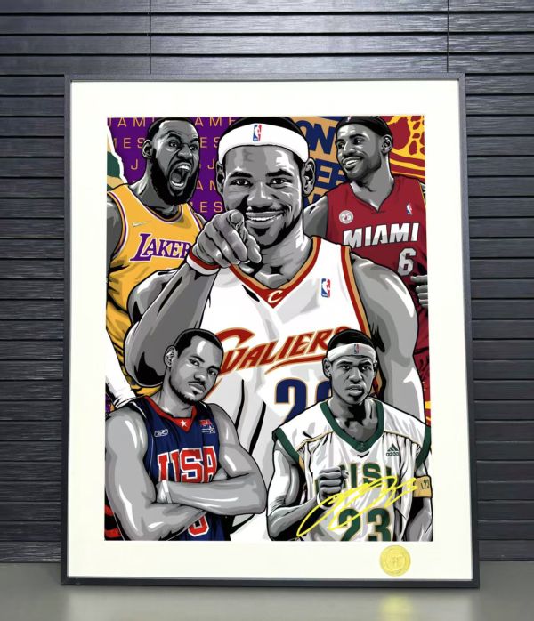 H2 《勒布朗詹姆斯》NBA湖人騎士熱火詹姆斯老詹裝飾畫 