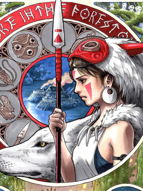 星空 《彩窗幽靈公主》宮崎駿系列電影龍貓千與千尋裝飾畫 