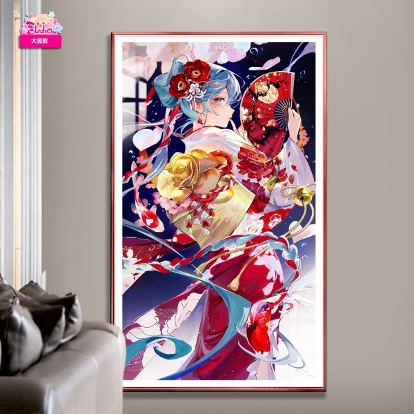 阿喵畫社 錦鯉賜福初音未來超清裝飾畫 