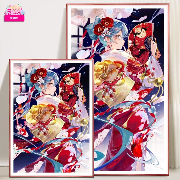 阿喵畫社 錦鯉賜福初音未來超清裝飾畫 