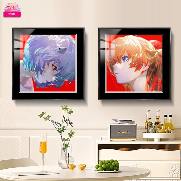 阿喵畫社 明日香綾波麗頭像雙宮格組合裝飾畫 