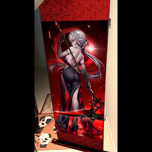 阿喵畫社 血月阿蕾奇諾 國風捲軸錦緞高清精裱畫 