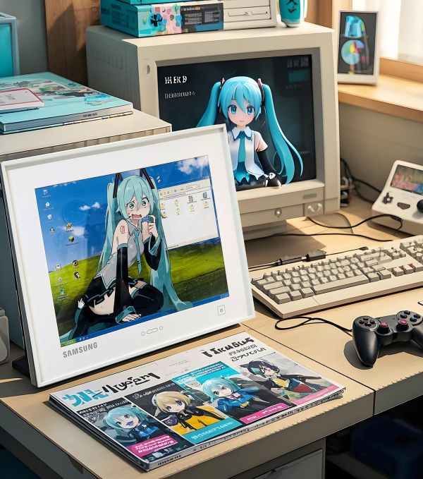 千鳥社 《初音顯示器》初音未來公主殿下復古桌寵擺臺裝飾畫 