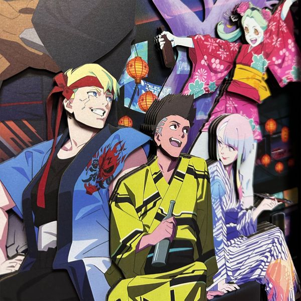 凹凸PANDA 賽博朋克邊緣行者Cyberpunk櫻花節3D手工紙藝立體畫 