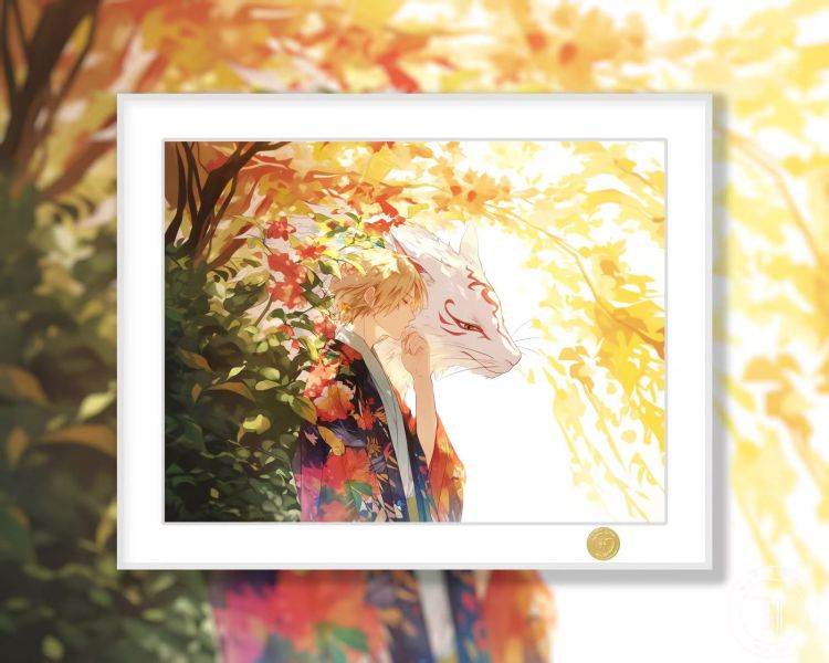 H2工作室 《夏目友人帳》夏目貴志斑貓咪老師動漫二次元裝飾畫 