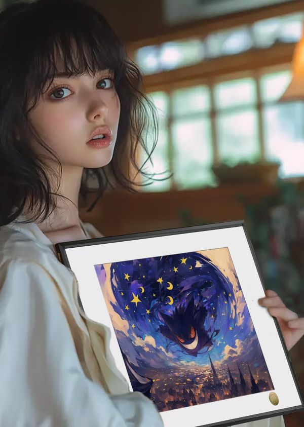 皇呱工作室 《星空耿鬼》精靈寶可夢梵高裝飾畫 