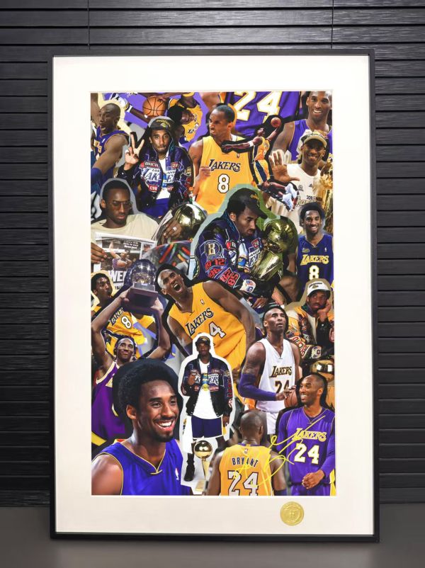H2工作室 《科比布萊恩特》NBA湖人隊小飛俠黑曼巴科比裝飾畫 