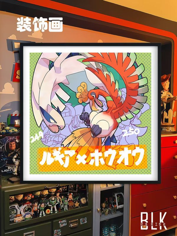 巴洛克 鳳王洛奇亞神獸神奇寶貝裝飾畫/冰箱貼 