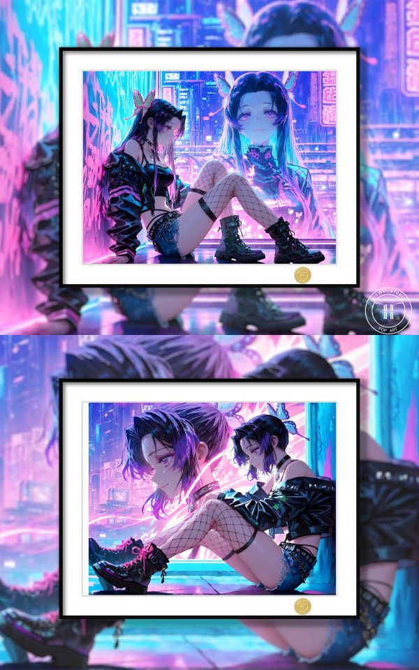 H2工作室《賽博香奈惠》鬼滅之刃花柱鬼殺隊蝴蝶忍裝飾畫 