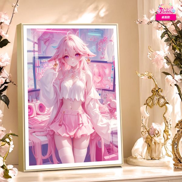 阿喵畫社 賽博粉 八重神子裝飾畫 