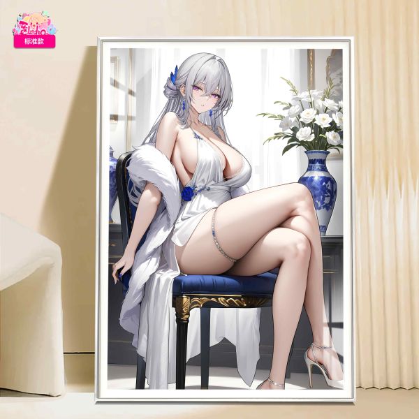 阿喵畫社 青花瓷布洛妮婭 裝飾畫 