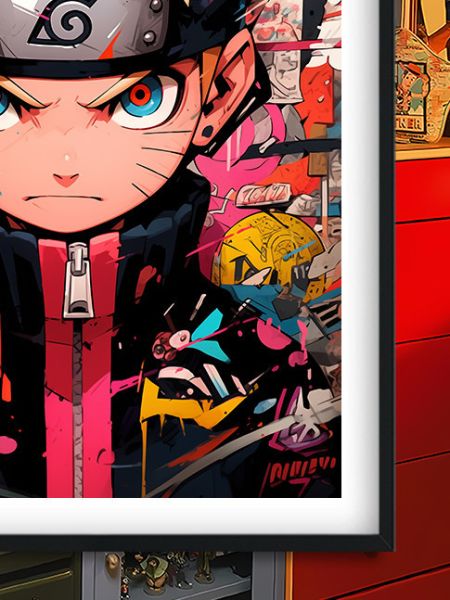 巴洛克《塗鴉鳴人》火影忍者九尾人仙人模式裝飾畫冰箱貼 