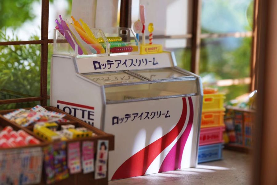 發條兔模型屋 12分復古日式冰箱成品 