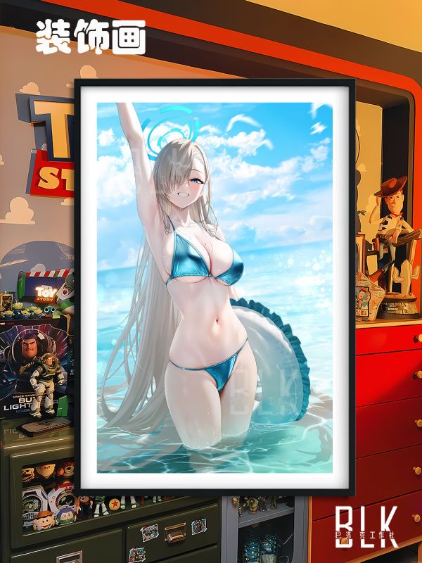 巴洛克《泳圈明日奈》蔚藍檔案裝飾畫冰箱貼 