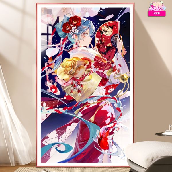 阿喵畫社 錦鯉賜福初音未來超清裝飾畫 